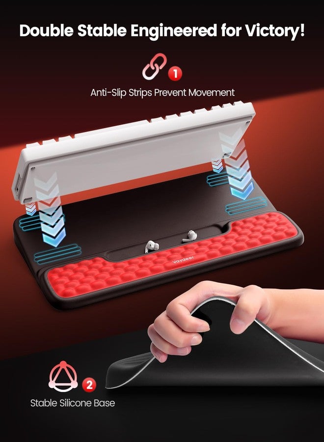 VAYDEER Wrist Rest Keyboard Black/Red for Gamers - Soft Memory Foam, Ergonomic, Non-Slip, For Professional E-Sports Tournaments - Image 3