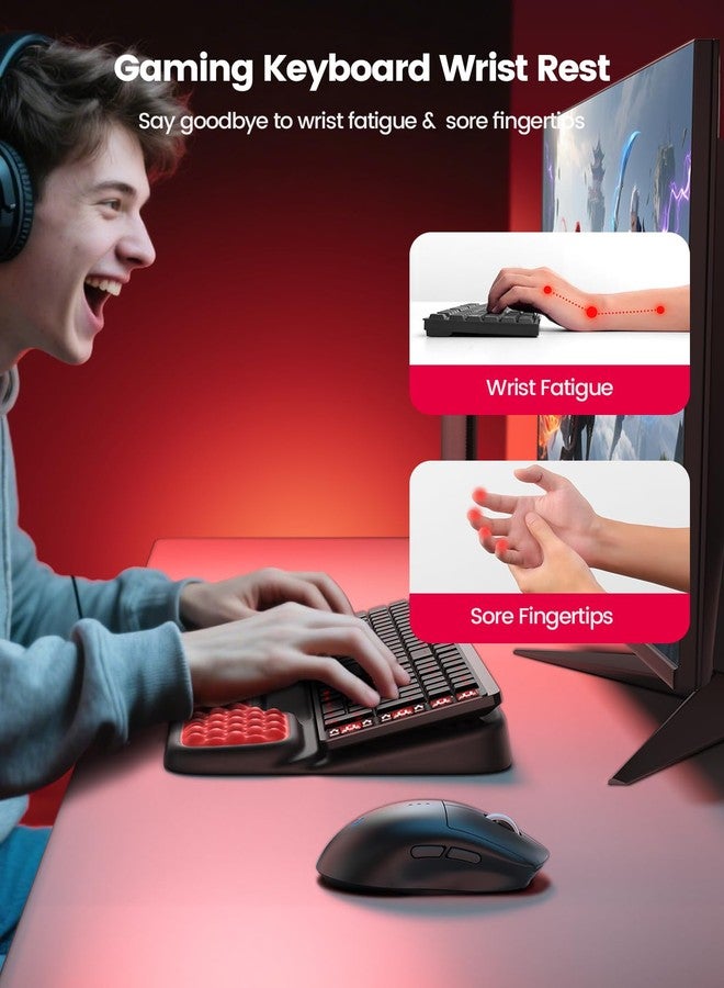 VAYDEER Wrist Rest Keyboard Black/Red for Gamers - Soft Memory Foam, Ergonomic, Non-Slip, For Professional E-Sports Tournaments - Image 2