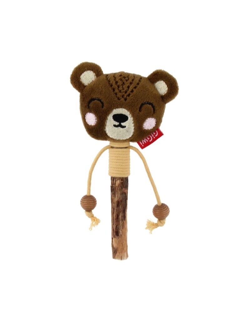 Gigwi Bear Catch & Scratch Eco Line - Interactive Cat Toy with Silvervine Leaves and Stick