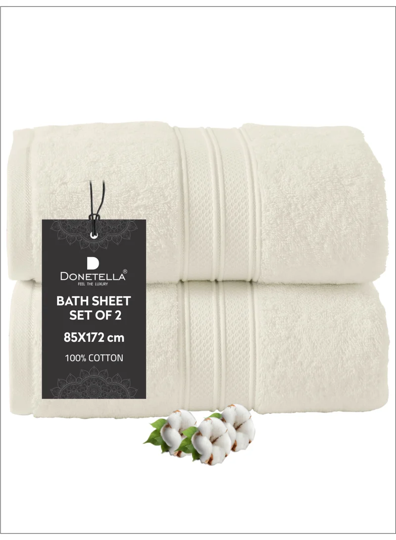 Donetella Premium 100 % Combed Cotton 2-Pcs Bath Sheet Set (85 X 172 CM) 600 GSM Large Towel, Highly Absorbent, Quick Dry,Best Towel for Bathroom, Spa And Hotel