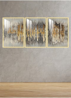 Marktna Three Wall Panels 120x60cm With an Abstract Design Golden Frame And a Transparent Acrylic Layer 0.5kg  - Image 1