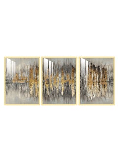 Marktna Three Wall Panels 120x60cm With an Abstract Design Golden Frame And a Transparent Acrylic Layer 0.5kg  - Image 2
