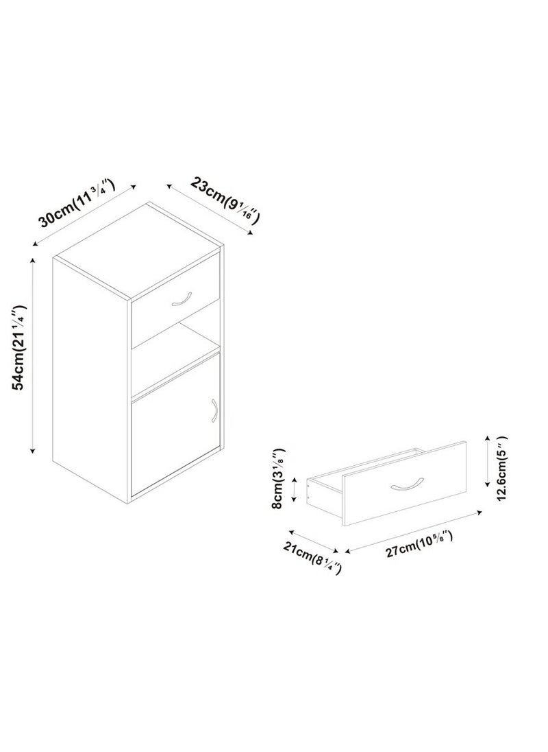 Generic Wooden chest of drawers with 2 shelves, a drawer, and a door, providing versatile storage space. / Chest of drawers / Table / Wooden unit  - Image 4