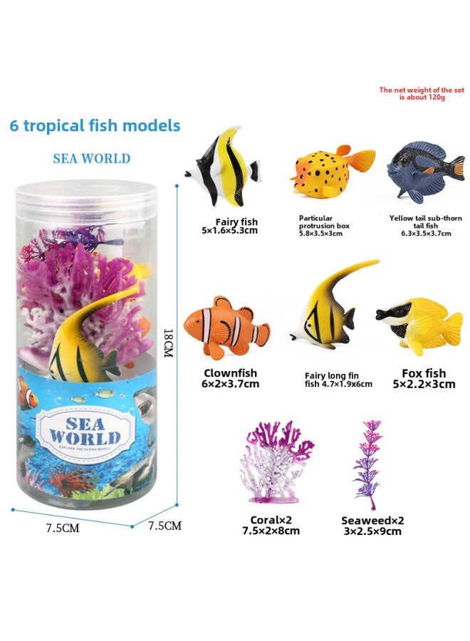 Miniature Realistic Animal Models Growth Cycle Toys Including erfly Rooster Ant Frog Turtle Mosquito Educational Playsets-Color: Tropical Fish 6 Barrels - Image 1