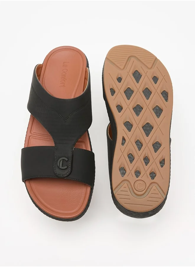 لو كونفورت Men's Textured Slip-On Arabic Sandals