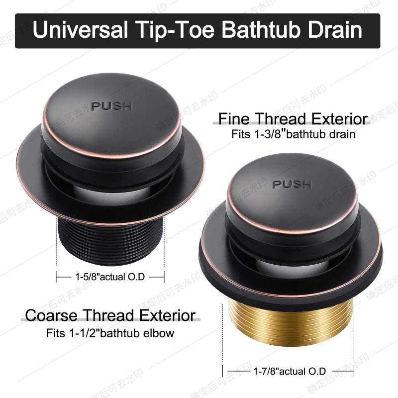 TLOZX Oil Rubbed Bronze Bathtub Drain Tip-Toe Tub Trim Set with Two-Hole Overflow Faceplate Bathroom Tub Drains Replacement Conversion Kit - Image 2