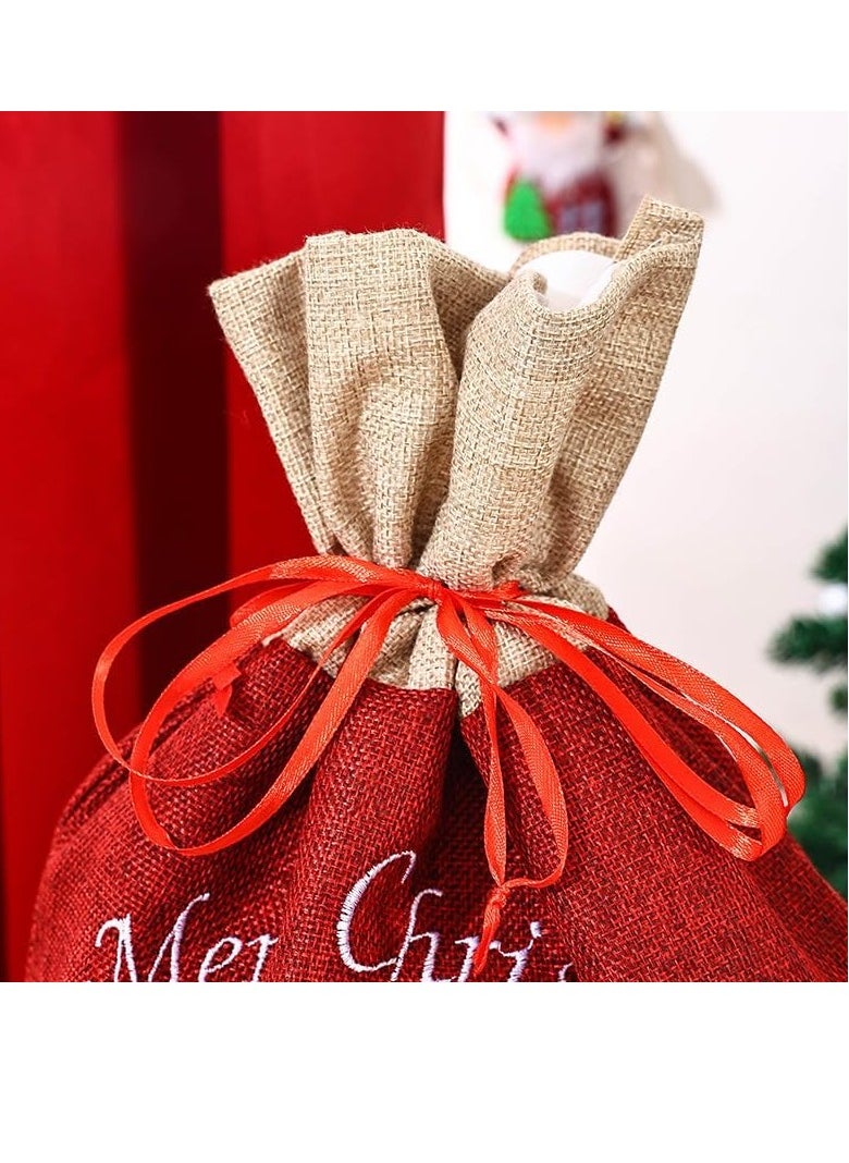 Vparty - 2Pcs Xmas Present Wrapping Bags Jumbo Santa Sack Santas Sack Drawstring Sack Sachet Drawstring Pouch Christmas Party Bags Drawstring Burlap Favor Bags Gift Bags - Image 1