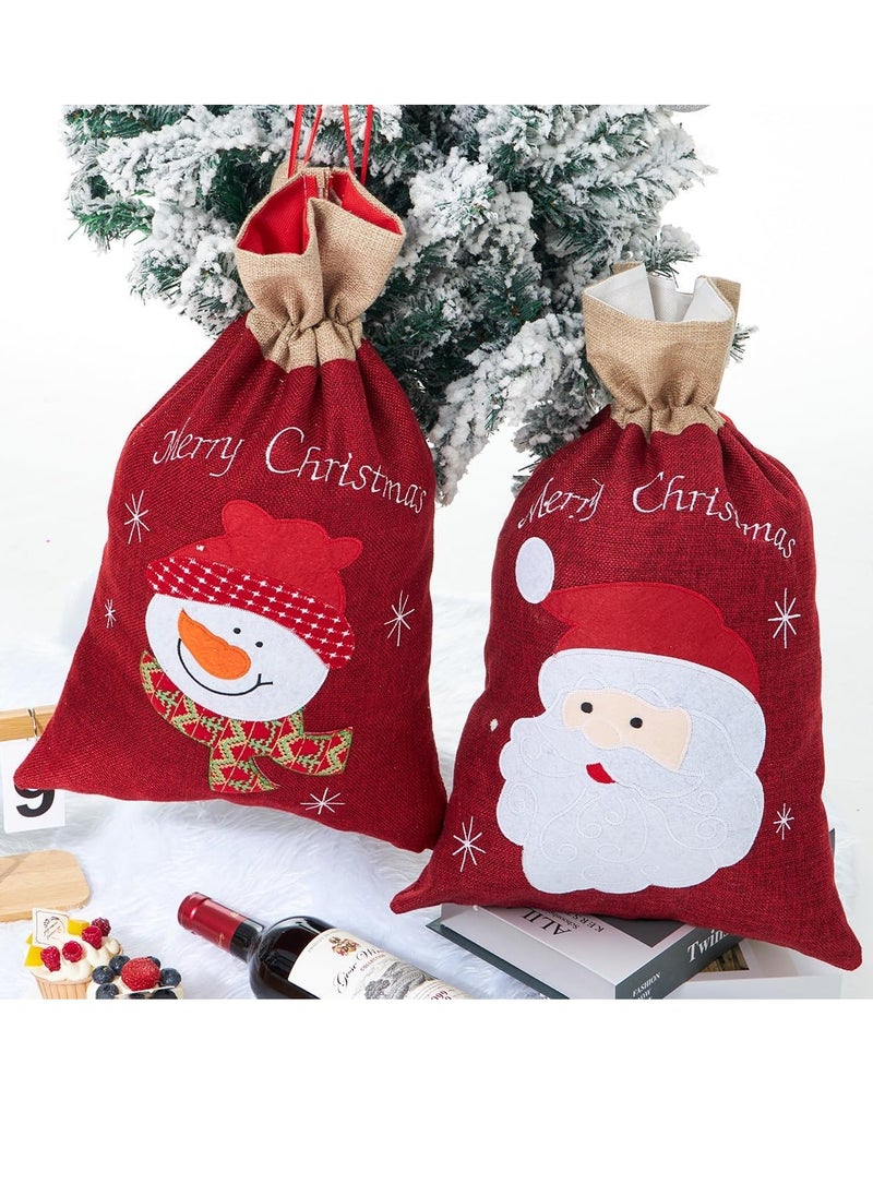 Vparty - 2Pcs Xmas Present Wrapping Bags Jumbo Santa Sack Santas Sack Drawstring Sack Sachet Drawstring Pouch Christmas Party Bags Drawstring Burlap Favor Bags Gift Bags - Image 1