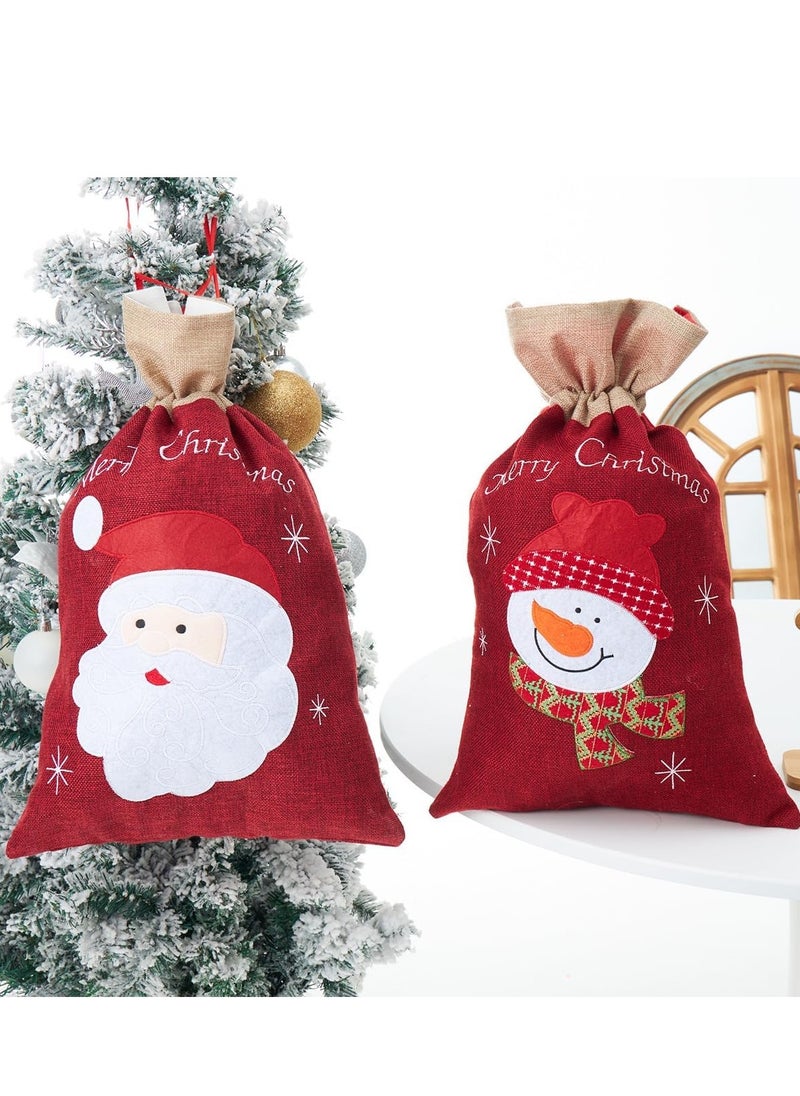 Vparty - 2Pcs Xmas Present Wrapping Bags Jumbo Santa Sack Santas Sack Drawstring Sack Sachet Drawstring Pouch Christmas Party Bags Drawstring Burlap Favor Bags Gift Bags - Image 1