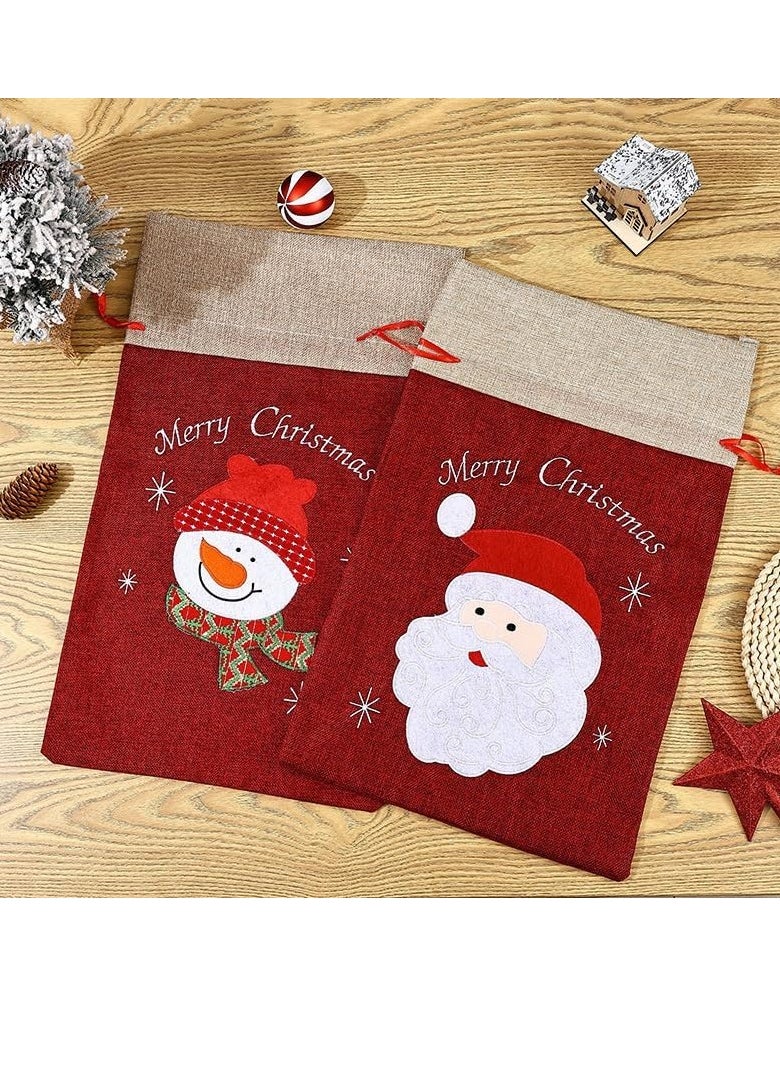 Vparty - 2Pcs Xmas Present Wrapping Bags Jumbo Santa Sack Santas Sack Drawstring Sack Sachet Drawstring Pouch Christmas Party Bags Drawstring Burlap Favor Bags Gift Bags - Image 1