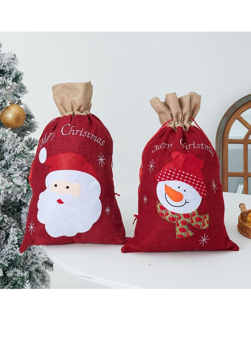 Vparty - 2Pcs Xmas Present Wrapping Bags Jumbo Santa Sack Santas Sack Drawstring Sack Sachet Drawstring Pouch Christmas Party Bags Drawstring Burlap Favor Bags Gift Bags - Image 1