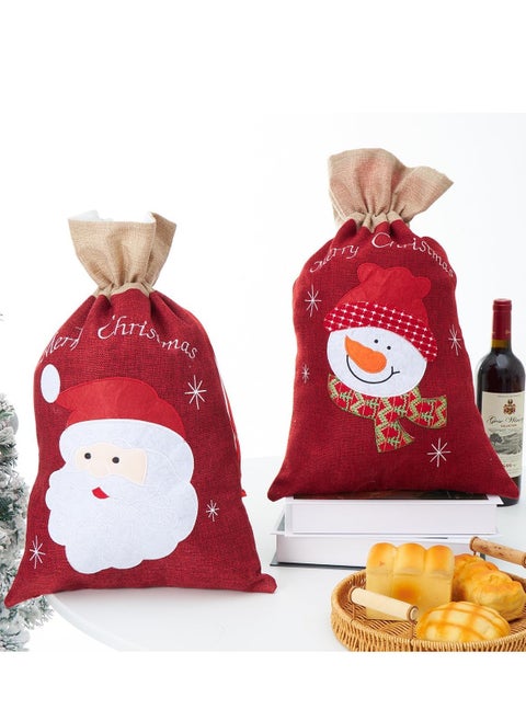2Pcs Xmas Present Wrapping Bags Jumbo Santa Sack Santas Sack Drawstring Sack Sachet Drawstring Pouch Christmas Party Bags Drawstring Burlap Favor Bags Gift Bags