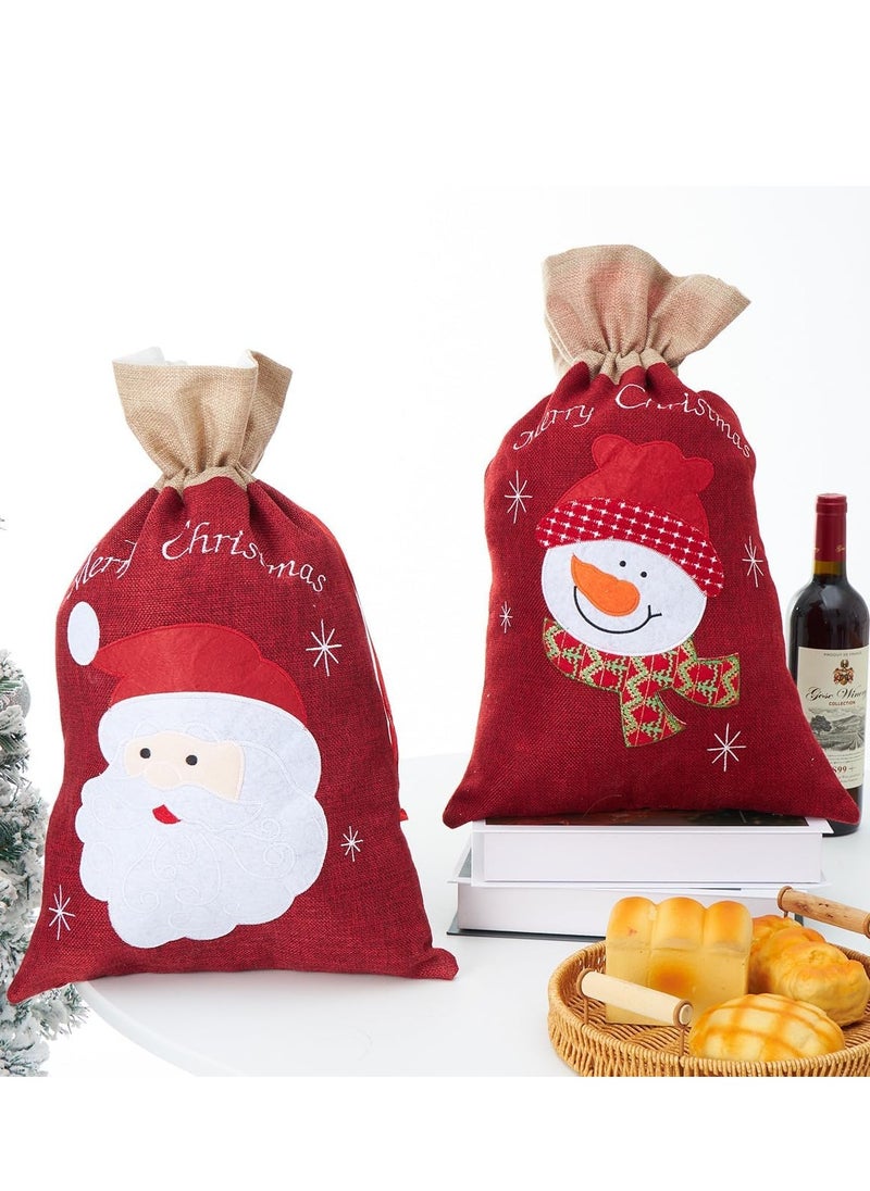 Vparty - 2Pcs Xmas Present Wrapping Bags Jumbo Santa Sack Santas Sack Drawstring Sack Sachet Drawstring Pouch Christmas Party Bags Drawstring Burlap Favor Bags Gift Bags - Image 1