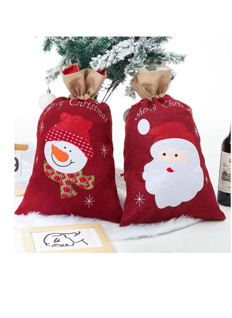Vparty - 2Pcs Xmas Present Wrapping Bags Jumbo Santa Sack Santas Sack Drawstring Sack Sachet Drawstring Pouch Christmas Party Bags Drawstring Burlap Favor Bags Gift Bags - Image 1