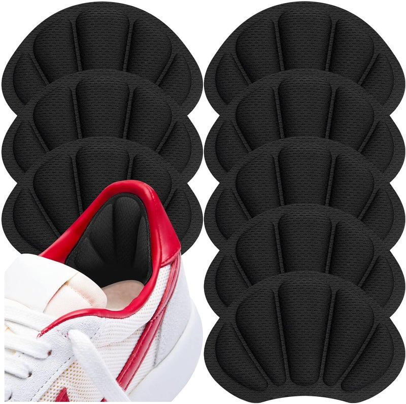 ZHBDMGK Shoe Heel Inserts, 8 Pcs Self-Adhesive Cushion Pads for Back of Heel - Black - Image 1