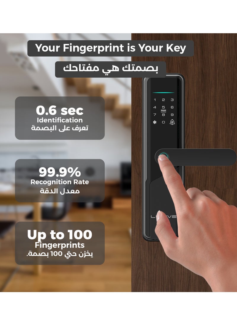 LUMIVE Lumive Guardian G12 Smart Door Lock, Arabic Language Support, KSA version Mortise 4585, App Control, Suitable for Outdoors, Fingerprint Entry, Passwords, Deadbolt, Keys, 5 RFID Cards. Works with Alexa (TTLock App - Bluetooth)  - Image 2