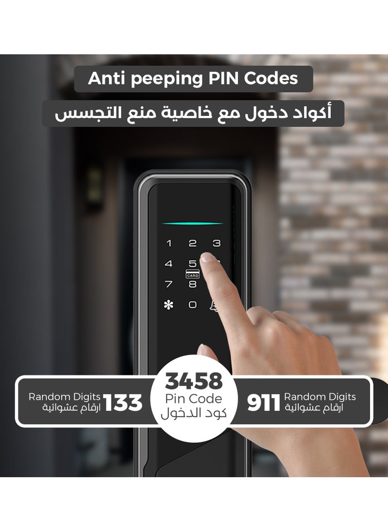 LUMIVE Lumive Guardian G12 Smart Door Lock, Arabic Language Support, KSA version Mortise 4585, App Control, Suitable for Outdoors, Fingerprint Entry, Passwords, Deadbolt, Keys, 5 RFID Cards. Works with Alexa (TTLock App - Bluetooth)  - Image 4