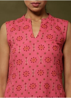 Abhishti Geometric floral printed 2pc kurta set-coral  - Image 2