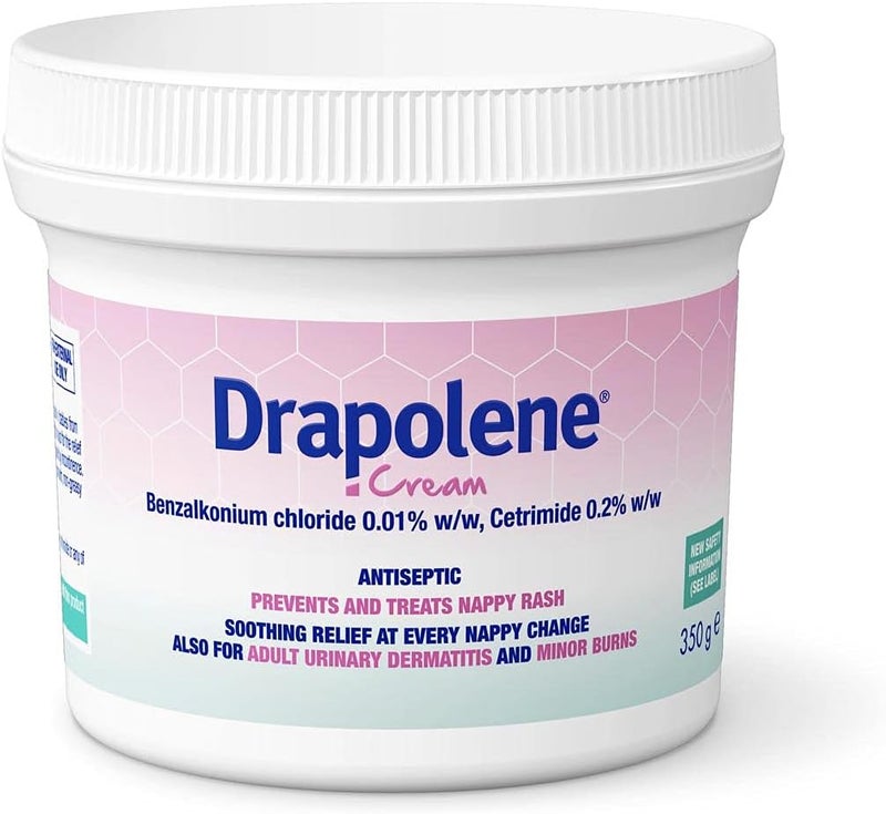 Drapolene Cream 350g Tub - Antiseptic for Sore Skin and Nappy Rash Relief - Image 1