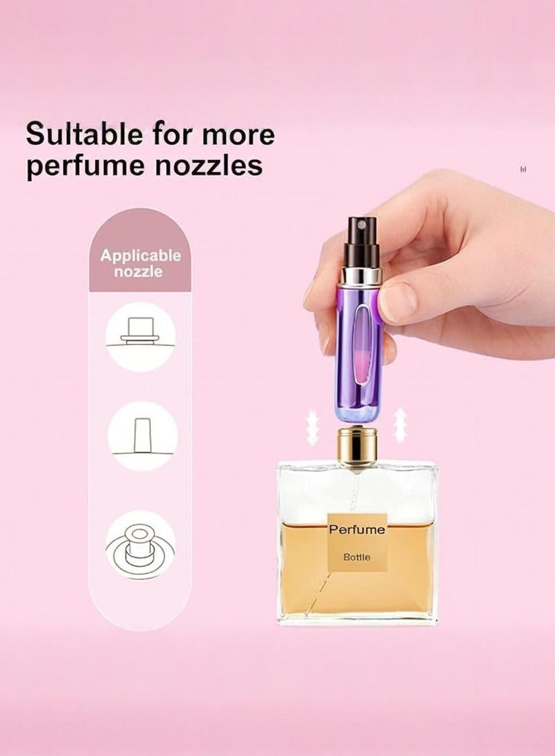 6 قطعة مجموعة 5ml المحمولة مصغرة الذاتي فتيلة بخاخ العطور زجاجة قابلة لإعادة الشحن - مانعة للتسرب السفر حجم العطور بخاخ حاوية ( متعدد الألوان )  - Image 4