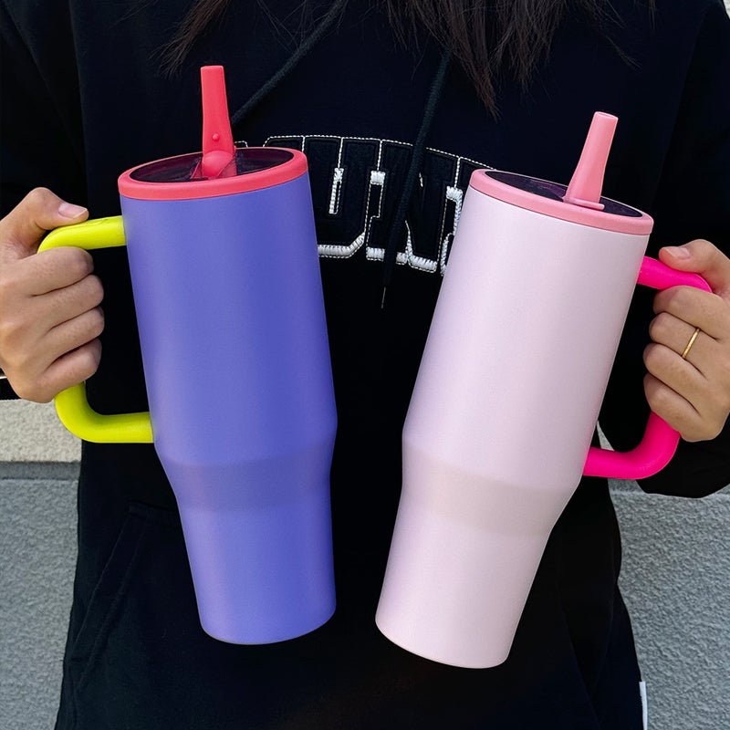 2026 New Model 40Oz Double-Layer Ice Cup, Leak-Proof, Foldable Straw Lid, Portable Direct Drinking Mouth, Car Cup - Image 2