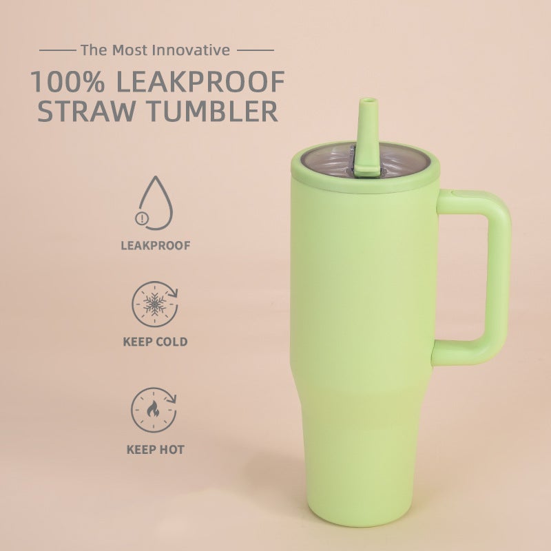 2026 New Model 40Oz Double-Layer Ice Cup, Leak-Proof, Foldable Straw Lid, Portable Direct Drinking Mouth, Car Cup - Image 1