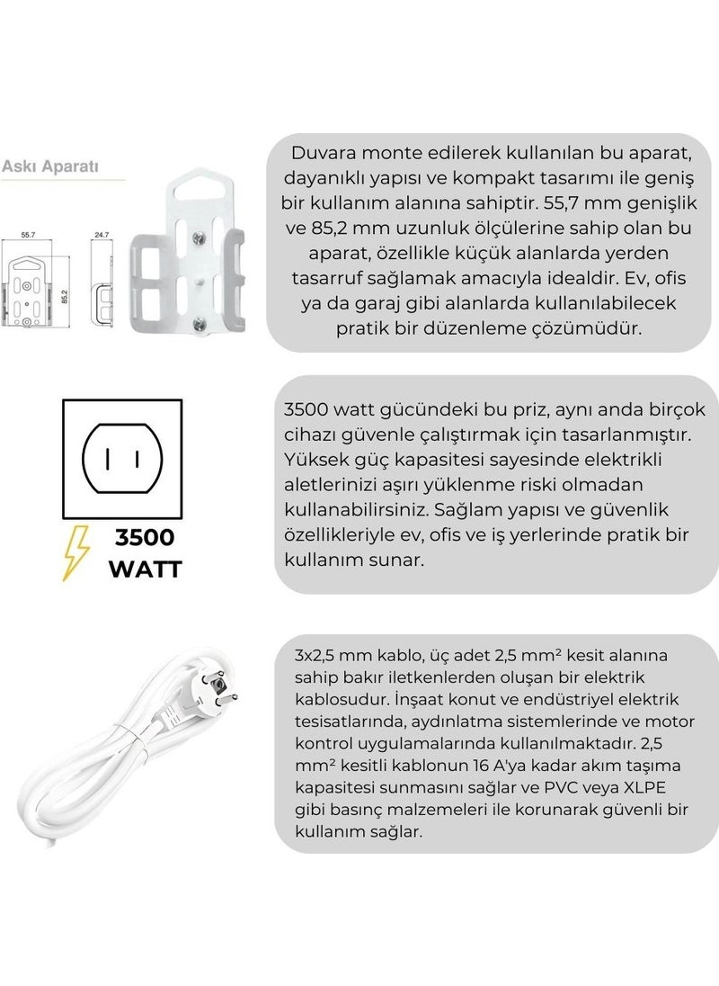 Double Group Socket Switched Grounded - Child Protection Multiplier Socket 2-Wireless White