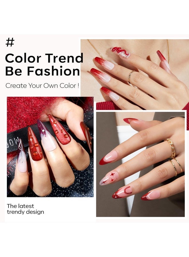 modelones Red Gel Nail Polish Set - 6 Colors Ruby Sparks Collection Popular Glitter Gel Polish Cat Eye Magnetic Gel Burgundy Red Sparkle Bloody Christmas Nail Gel Polish Kit Art Diy Salon Gift - Image 1