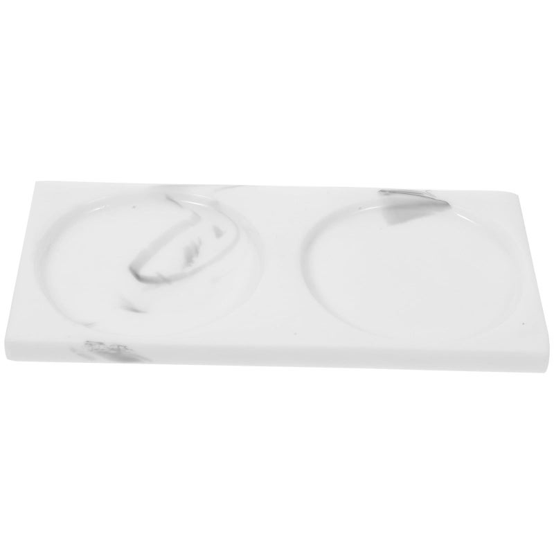 White Marble Resin Toothbrush Tray Bathroom Vanity Organizer For Countertop Storage - Image 2