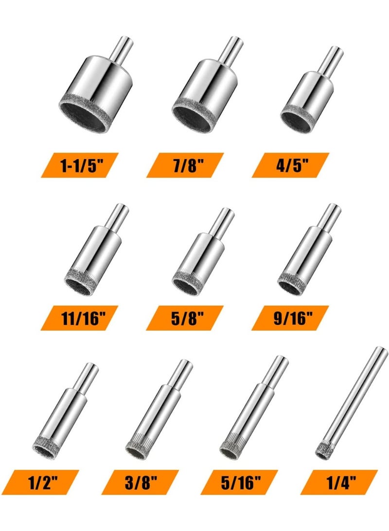 Diamond Drill Bits Set, 10 PCS Diamond Hole Saw Set, Glass Drill Bit for Ceramic Tile Porcelain Marble Granite Stone Bottles - Image 4