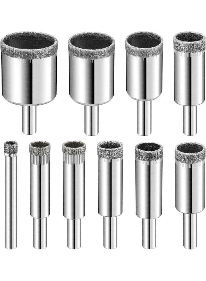 Diamond Drill Bits Set, 10 PCS Diamond Hole Saw Set, Glass Drill Bit for Ceramic Tile Porcelain Marble Granite Stone Bottles - Image 1
