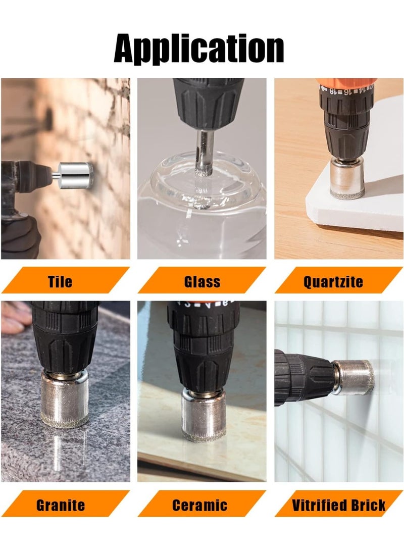 Diamond Drill Bits Set, 10 PCS Diamond Hole Saw Set, Glass Drill Bit for Ceramic Tile Porcelain Marble Granite Stone Bottles - Image 5