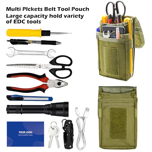 KATOLK Belt Tool Pouch, Tactical Utility Organizer with Cell Phone Holder, Durable Heavy-Duty 1000D Nylon EDC Multitool Holster with Multi-Pockets for Electricians, Handymen, Work, Hiking, Daily Use - Image 2