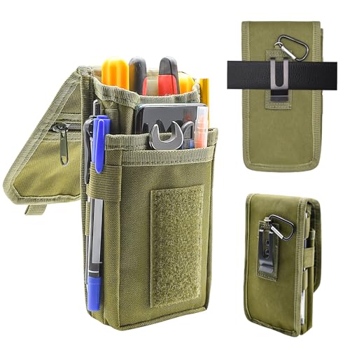 KATOLK Belt Tool Pouch, Tactical Utility Organizer with Cell Phone Holder, Durable Heavy-Duty 1000D Nylon EDC Multitool Holster with Multi-Pockets for Electricians, Handymen, Work, Hiking, Daily Use - Image 1