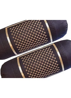 Rj Products Rj Products Cotton Bolster cover with Beautiful Diamond Embroidery Set of 2 Piece Coffee  - Image 3