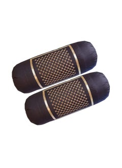 Rj Products Rj Products Cotton Bolster cover with Beautiful Diamond Embroidery Set of 2 Piece Coffee  - Image 2