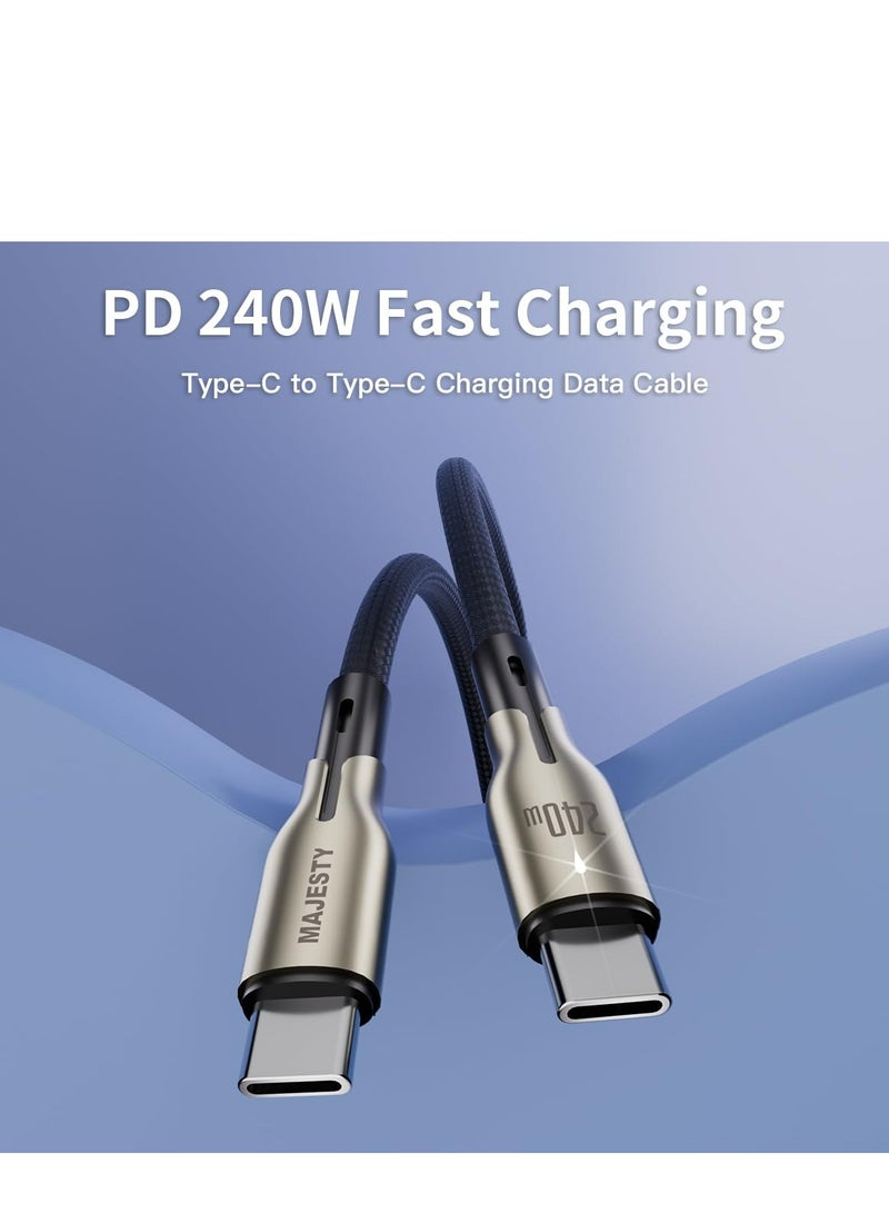 ماجيستي كيبل USB-C إلى USB-C مضفر 240 واط (48V/5A) PD 3.1 - شحن سريع مصنوع من خليط الزنك عالي الجودة لأيفون 15، ماك بوك برو/اير، جالكسي S24 الترا، هواوي - 1 متر" - Image 3
