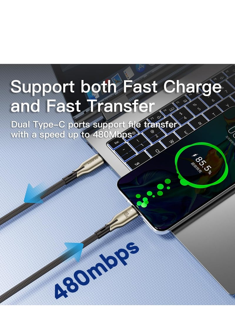 ماجيستي كيبل USB-C إلى USB-C مضفر 240 واط (48V/5A) PD 3.1 - شحن سريع مصنوع من خليط الزنك عالي الجودة لأيفون 15، ماك بوك برو/اير، جالكسي S24 الترا، هواوي - 1 متر" - Image 4