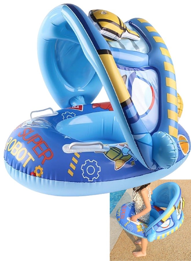 VUCATIN Baby pool float Swimming Pool Float Boat with Sun Protection Canopy Inflatable Pool Float Yacht Ring Awning Inflatable Swimming Training Float Seat for Boys Girls Summer Outdoor - Image 1