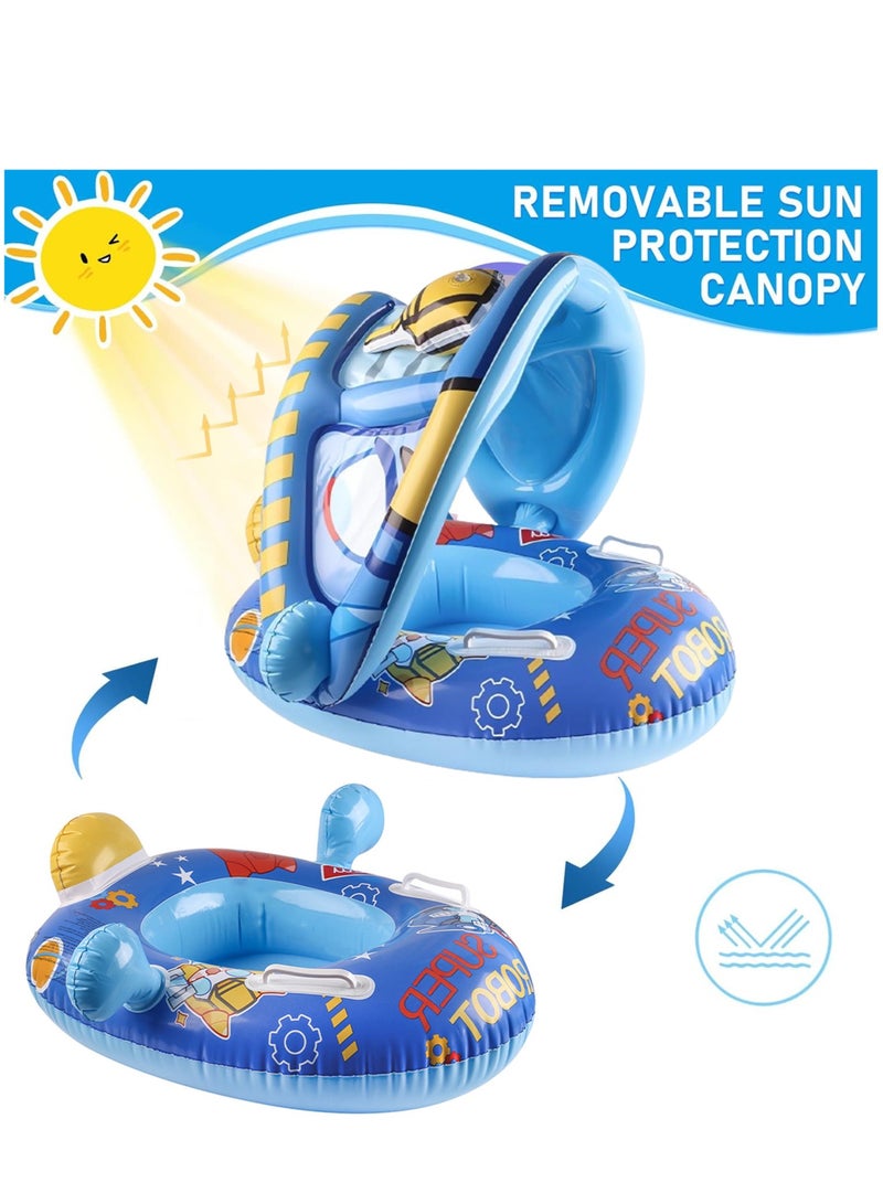 VUCATIN Baby pool float Swimming Pool Float Boat with Sun Protection Canopy Inflatable Pool Float Yacht Ring Awning Inflatable Swimming Training Float Seat for Boys Girls Summer Outdoor - Image 2