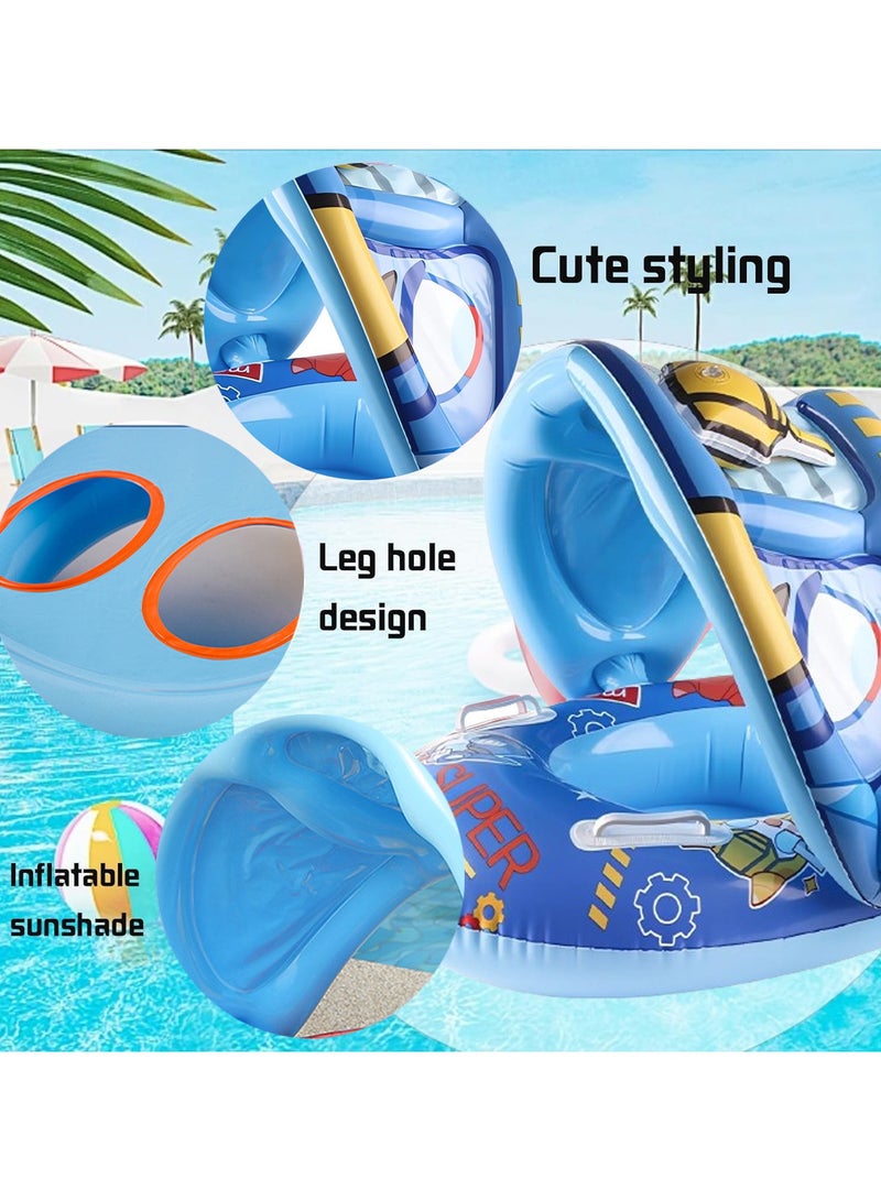 VUCATIN Baby pool float Swimming Pool Float Boat with Sun Protection Canopy Inflatable Pool Float Yacht Ring Awning Inflatable Swimming Training Float Seat for Boys Girls Summer Outdoor - Image 5