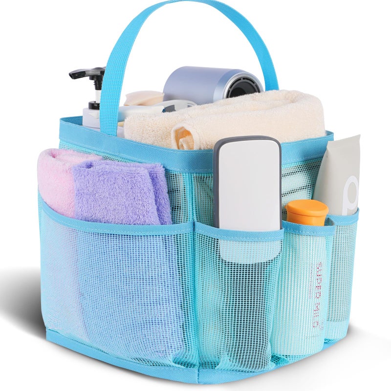Eudele Mesh Shower Caddy Caddy for College Dorm Room Essentials Portable Shower Caddy Dorm مع حقيبة دش ذات سعة كبيرة من 8 جيبات للسباحة الشاطئية الأساسية السفر