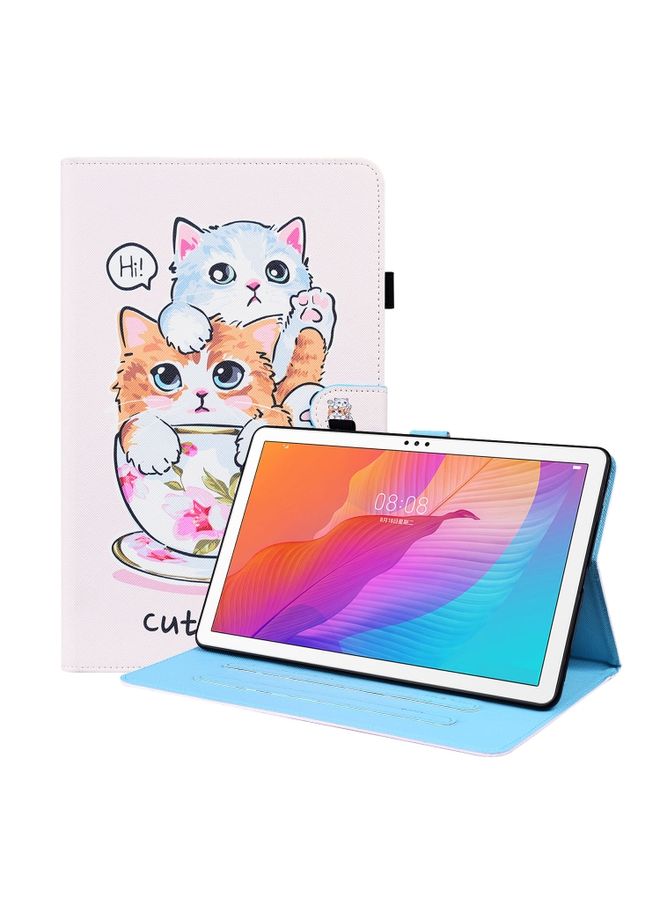 HuHa Case Cover For Huawei MatePad T 10 / T 10s / Honor Enjoy 2 10.1 Animal Pattern Horizontal Flip Leather Case with Holder & Card Slots & Photo Frame Cat Brothers