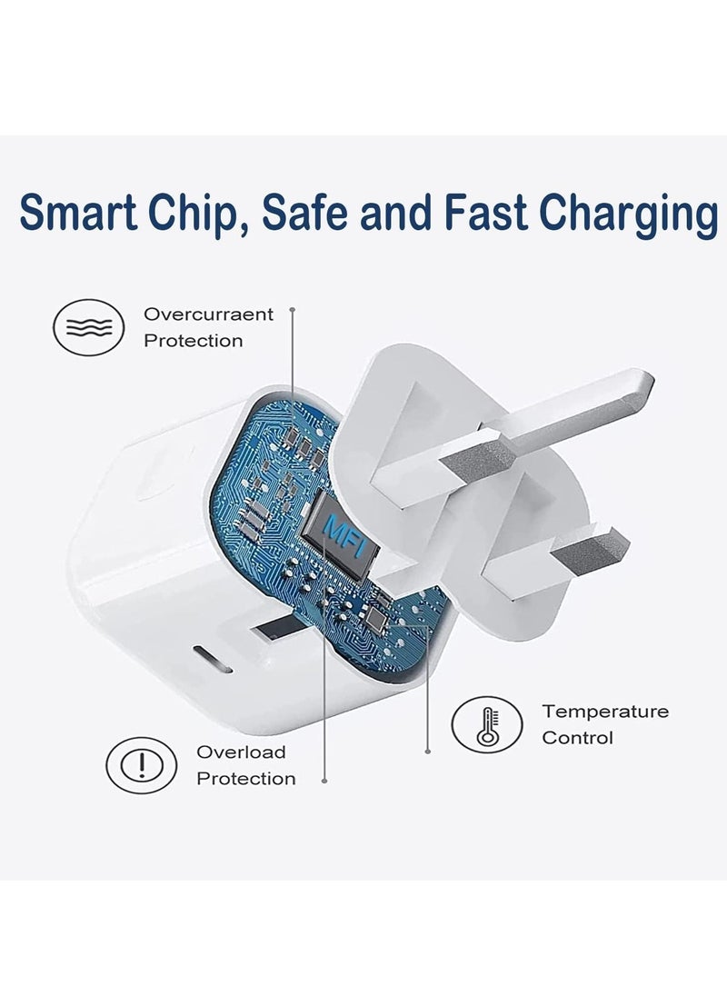 ELTRAZONE - iPhone PD Fast Charger [Apple MFi Certified] 20W Type C Power Block Wall Charger Plug Adapter with 6.6FT USB-C to Lightning Cable Compatible with iPhone 14 13 12 11 X iPad,AirPods Pro (2nd Generation) - Image 1