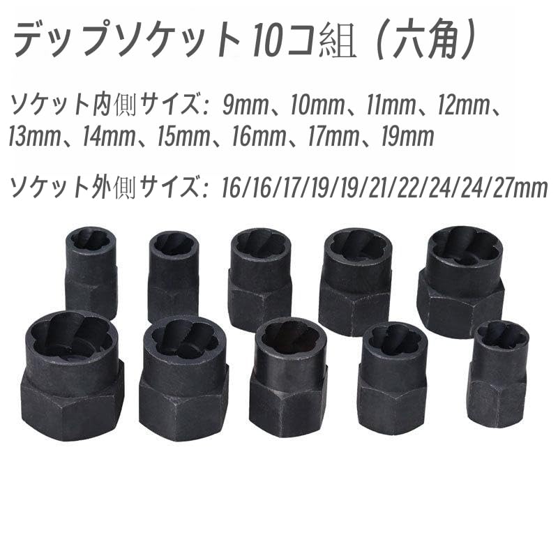 LSLANSOON 10 Pcs Impact Bolt & Nut Remover Set, Bolt Screw Extractor Set, Nut Remover Tool with Aluminium Storage Case for Removing Damaged Frozen Rusted Rounded-Off Bolts Nuts - Image 2