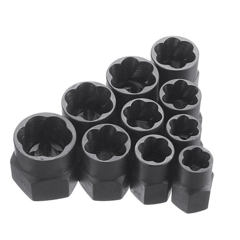 LSLANSOON 10 Pcs Impact Bolt & Nut Remover Set, Bolt Screw Extractor Set, Nut Remover Tool with Aluminium Storage Case for Removing Damaged Frozen Rusted Rounded-Off Bolts Nuts - Image 3