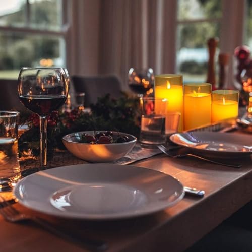coku Set of 3 Flameless LED Pillar Candles with Remote, Realistic Flickering Moving Flame, Battery Operated, Smokeless Safe Decorative Candles Gift for Home, Wedding, Diwali, Christmas - Image 5