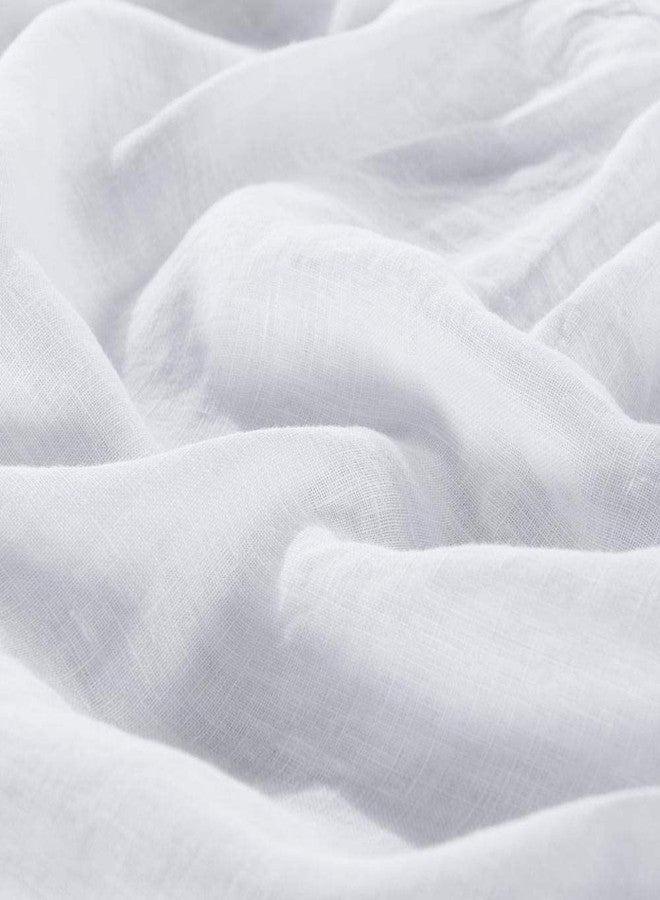 meadow park Washed French Linen Bed Skirt, Dust Ruffle, Queen Size 60" W x 80" L, Drop 16", Super Soft, Ruffle Style, White Color - Image 5