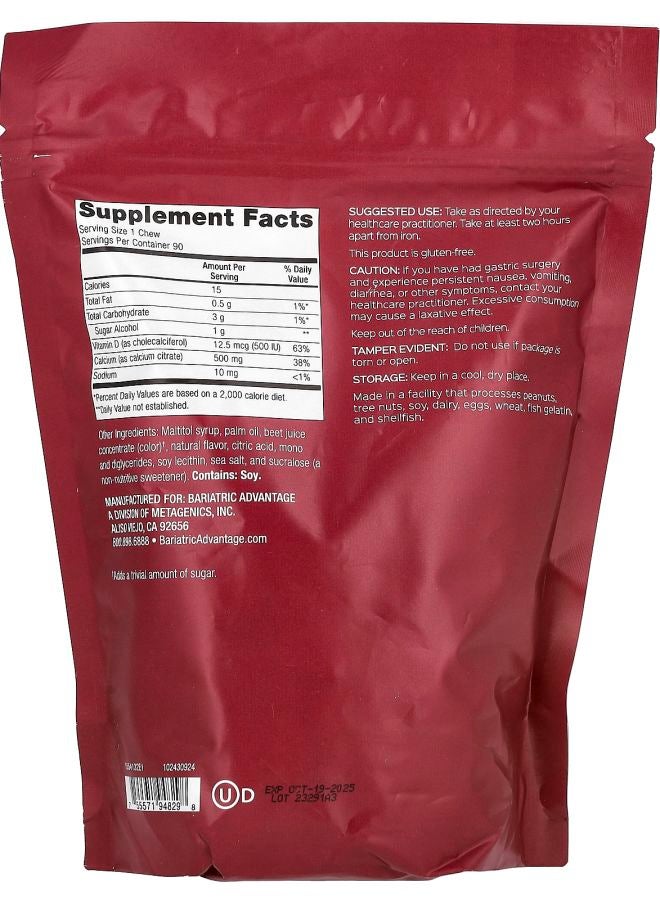Bariatric Advantage Calcium Citrate Chewy Bite Sugar-Free Raspberry 90 Soft Chews - Image 2