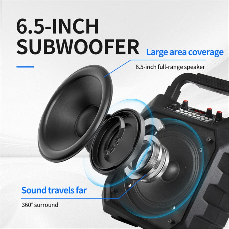 Portable Karaoke System: Black 25W 6.5-Inch Subwoofer, BT 5.0 Connectivity, 2 Wireless Microphones - Dynamic RGB Music-Sync Lights, 6-10 Hour Battery for Outdoor Events Home Gatherings - Image 5